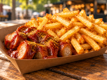 aussschnitt  Currywurst pommes